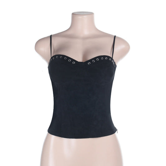 V neck zip-up backless solid cami top | Festival Outfits Women