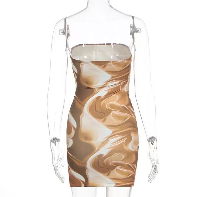 Ruched print contrast backless tube mini dress | Festival Outfits Women