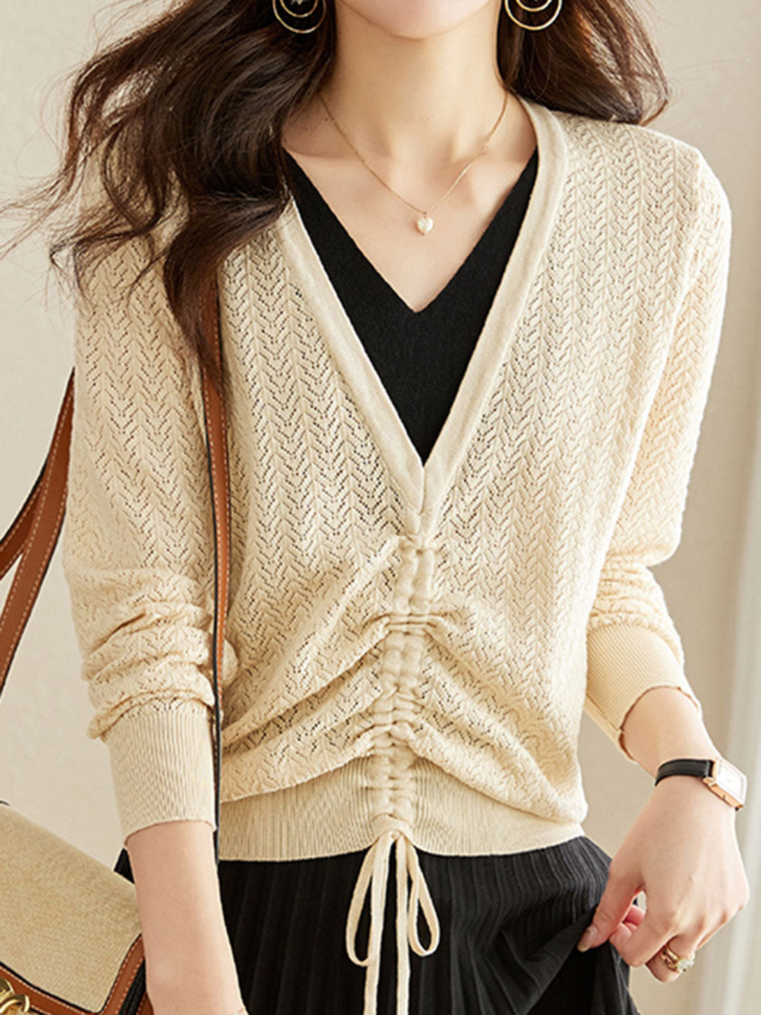 Paige Elegant Hollow Fake Two-piece Knitted Top