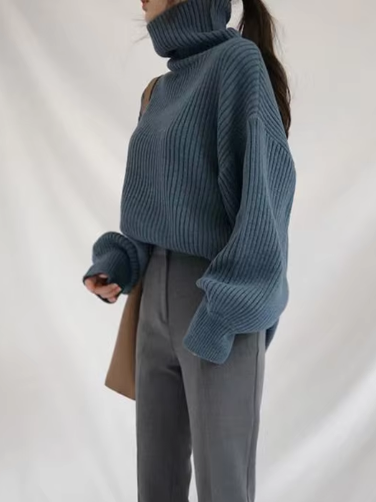 Jersey de cuello alto extragrande con forro grueso para mujer | Ideal para otoño/invierno