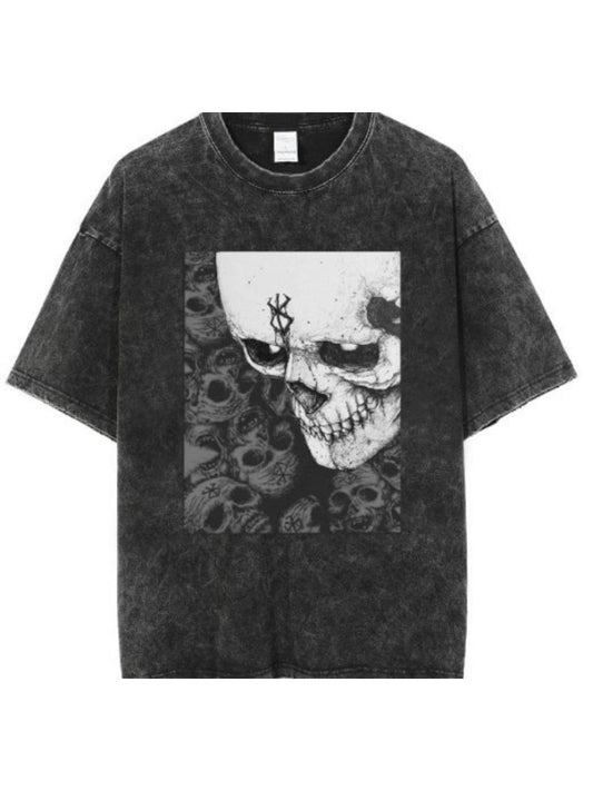 Retro Anime Print Dark Streetwear Cotton T-shirt