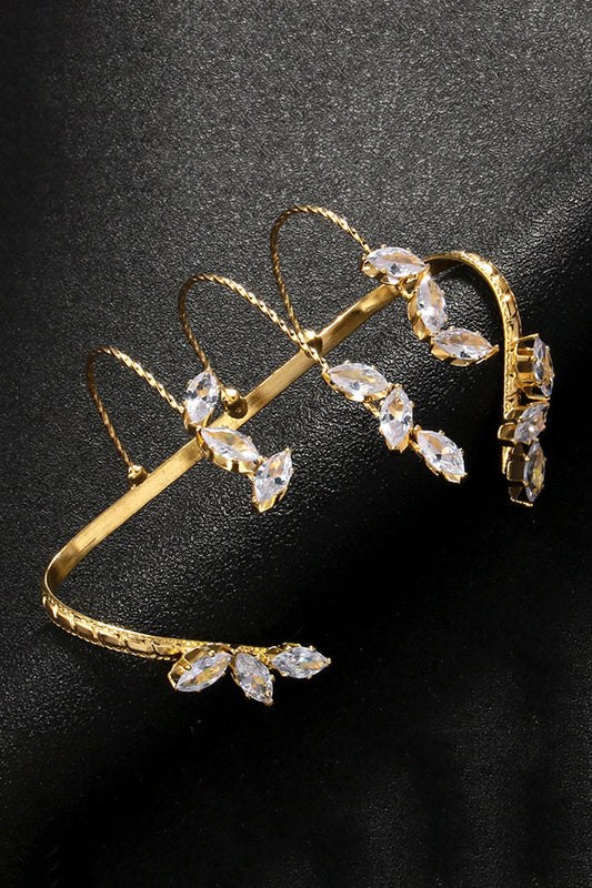 Leaf Shaped Zirconia Adjustable Bracelet
