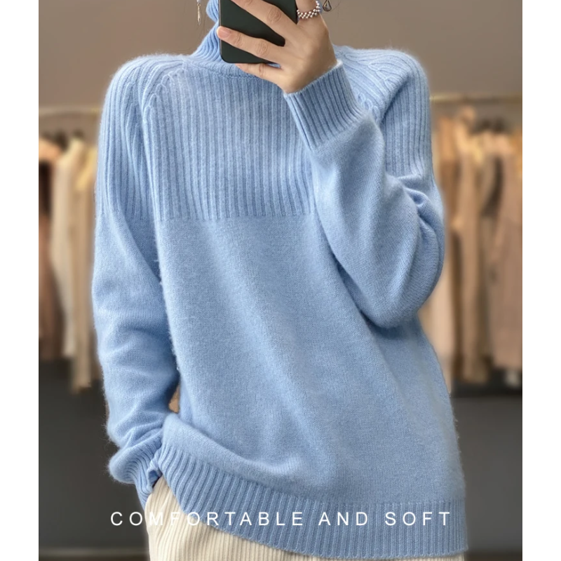 Suéter de cuello alto acanalado para mujer | Ideal para otoño/invierno