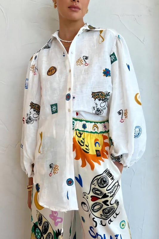 Camisa de manga farol con grafiti personalizado