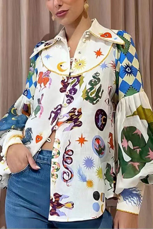 Camisa elegante con mangas globo