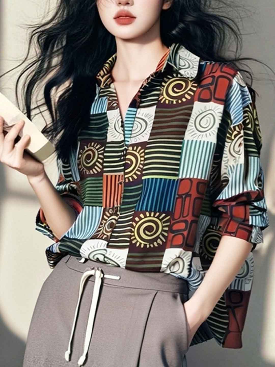 Maria Loose Lapel Contrasted Shirt