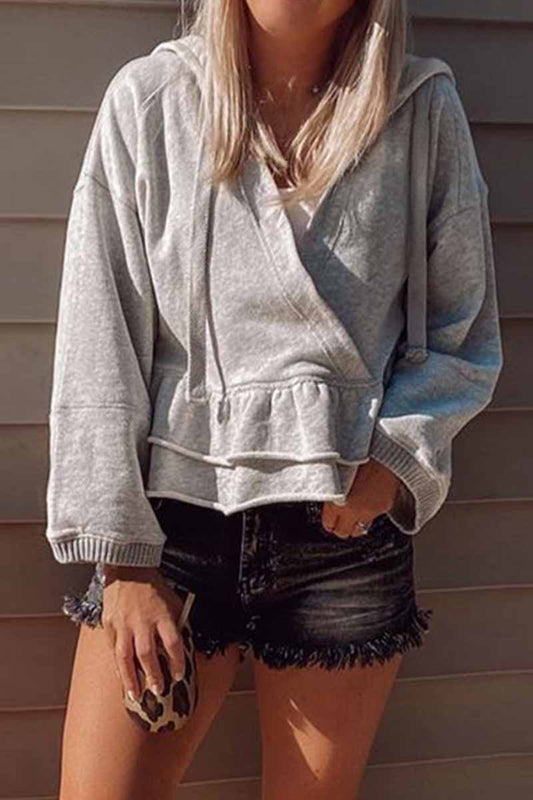 Ruffled Knitted Hoodie