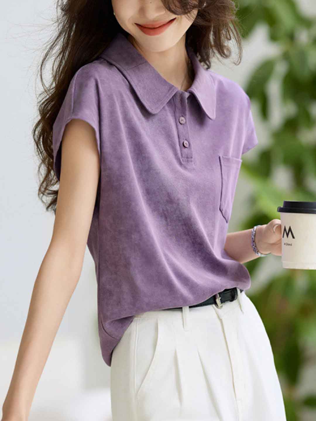 Molly Classic Lapel Solid Color Top