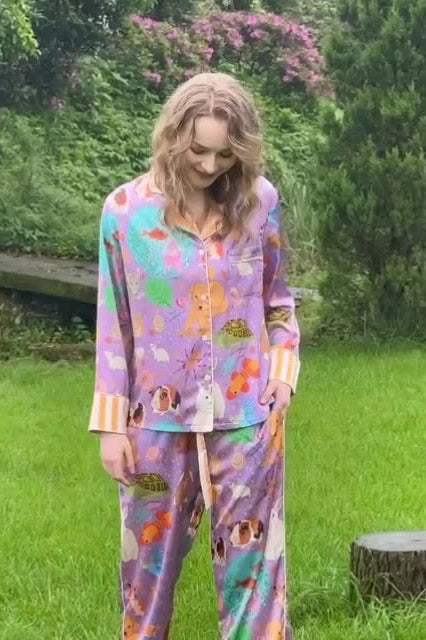 Conjunto de pijama largo de cobaya y pez