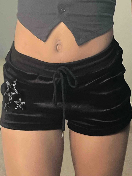Edgy Gothic Star Rhinestone Y2K Shorts