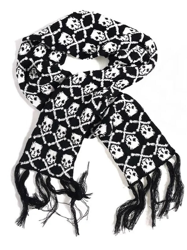 Punk Y2K Skull Thick Knit Scarf