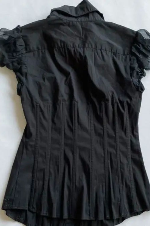 Vintage Black Aesthetic Button Crop Top