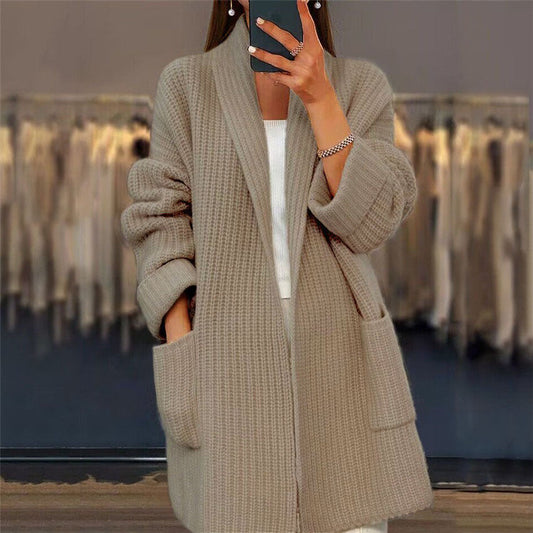 Women's Casual Long Knit Cardigan with Large Pockets | Ideal for Autumn/Winter