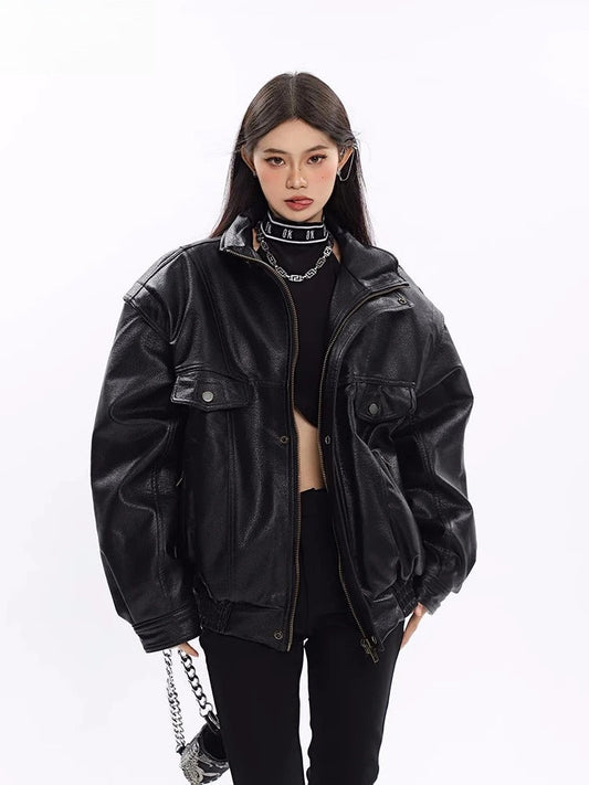 Windproof Thick PU Leather Jacket