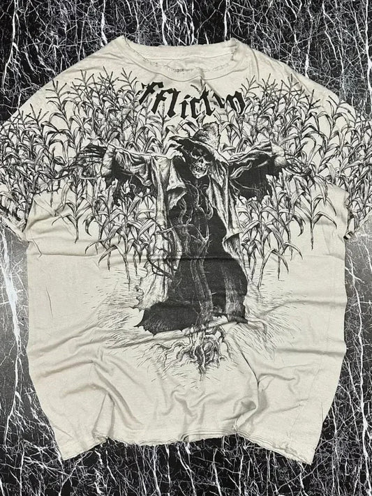 2000s Skull Print Oversized Gothic T-shirt