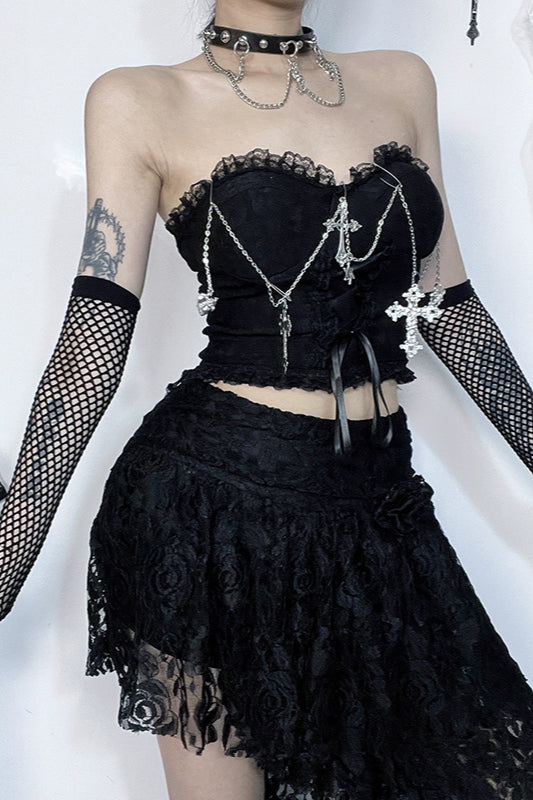 Gothic Chain Cross Bustier Corset