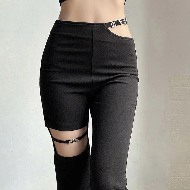 Black Utility Belt Cargo Pants