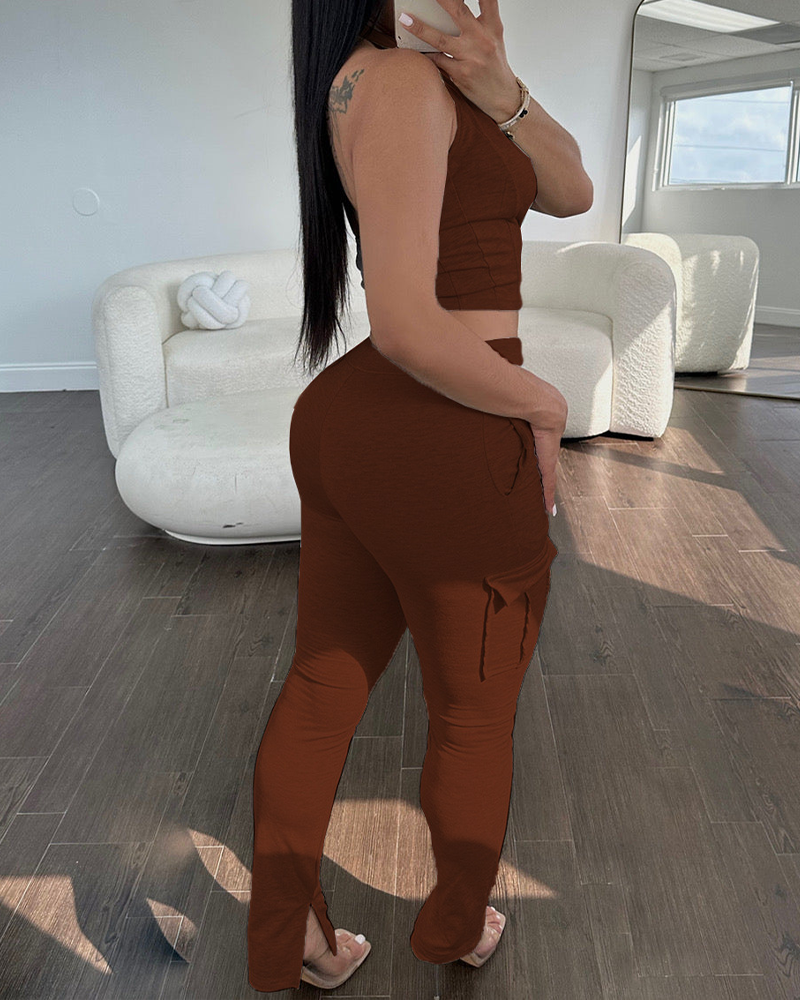 Tight Zip-Up Top Hip-Lifting Pants Set