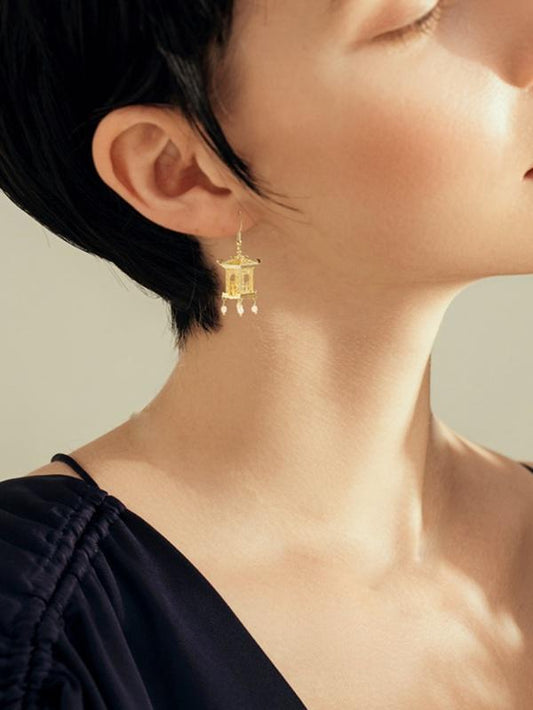 1pair Tower Decor Faux Pearl Tassel Drop Earrings for Women