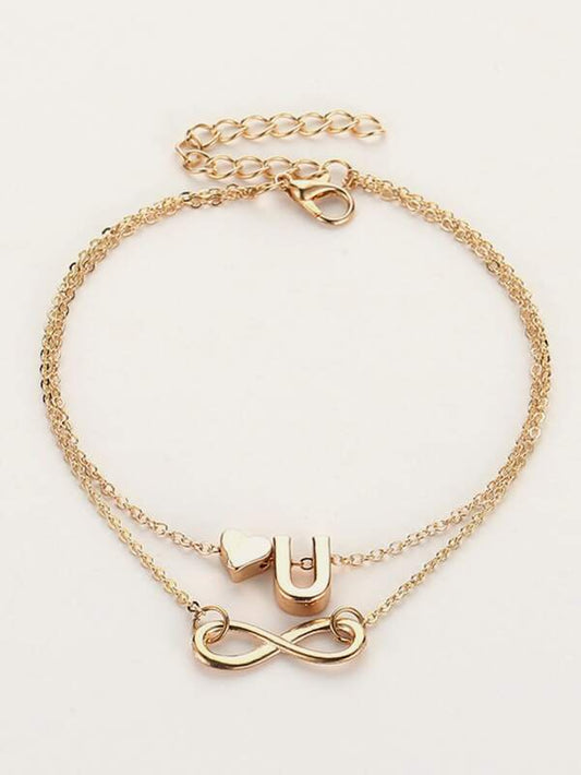 1pc Heart & Infinity Decor Layered Bracelet for Women