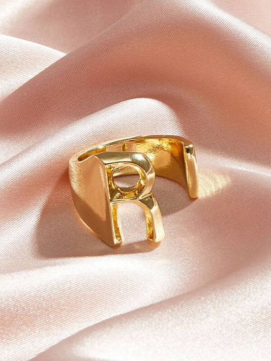 1pc Letter Decor Cuff Ring for Women