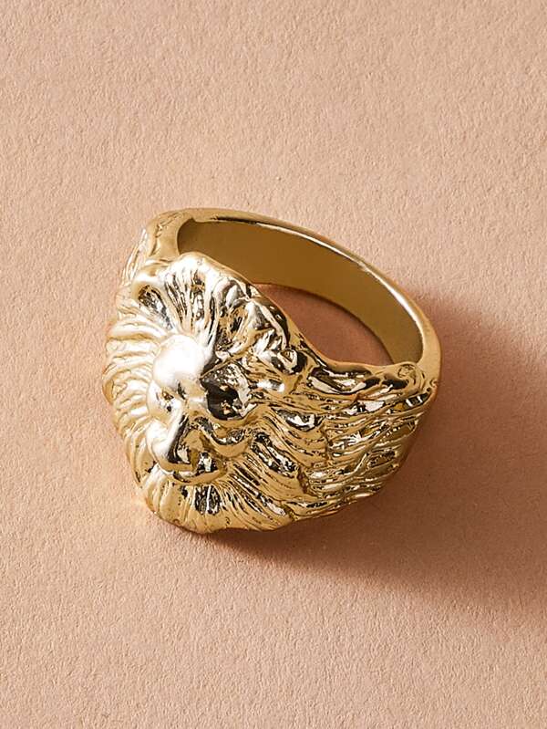 1pc Textured Lion Shaped Ring for Women