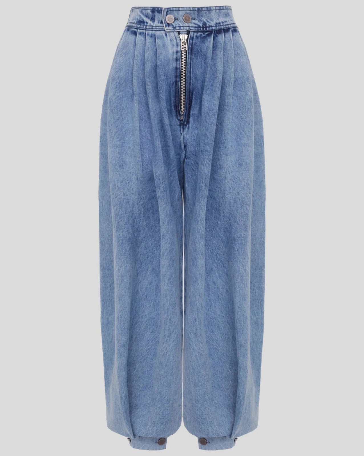 High Waist Zipper Cuffs Casual Retro Loose Jeans