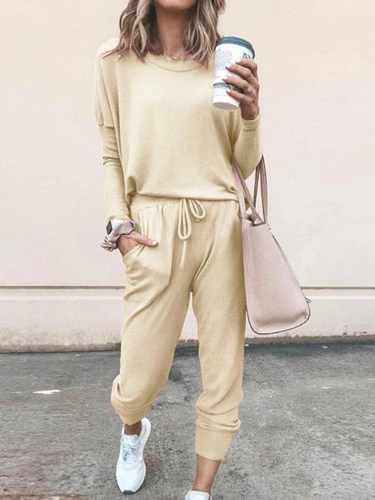 2 Piece Knitted Cotton Lounge Sweatshirt for Women