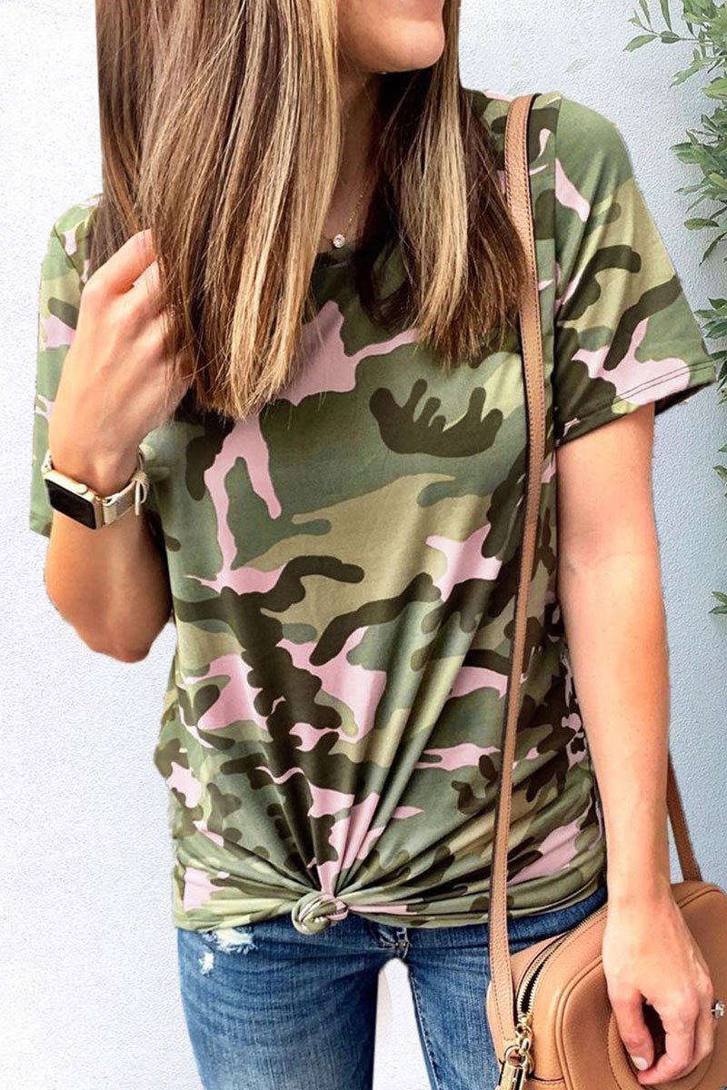 O Neck Camouflage Printed T-shirt