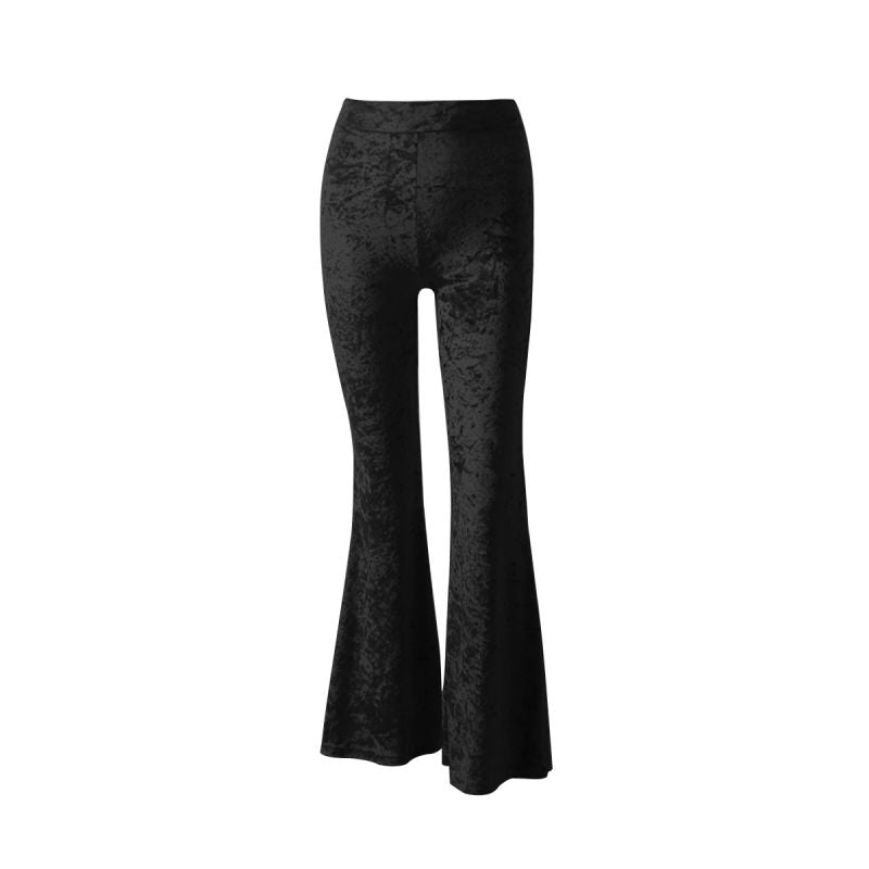 Pantalones casuales de talle alto y pierna ancha de terciopelo para mujer, tallas S-XL