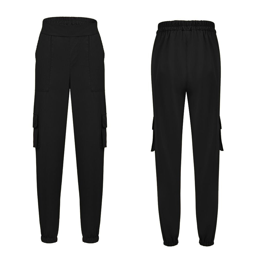 S-XL Women Solid Color Pocket Design Casual Jogger Pants