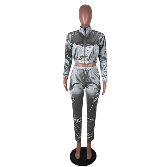 Conjuntos casuales de dos piezas de abrigo y pantalones cortos de retazos de manga larga para mujer, tallas S-XXL