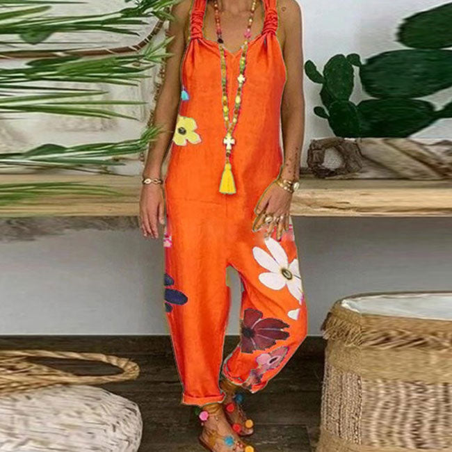 S-5XL Women Casual Solid Color Plus Size Jumpsuits