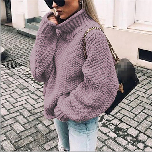 S-XXL Women Casual Turtleneck Dolman Sleeve Sweater