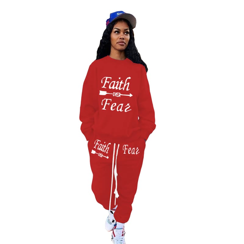 Conjunto de dos piezas de sudadera y pantalón deportivo con estampado de letras para mujer, tallas S-3XL