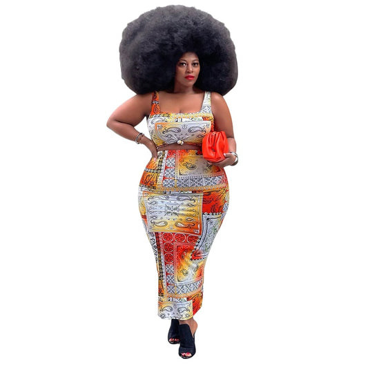 XL-4XL Plus Size Women Casual Leopard Print Sleeveless Tank And Skirt Set