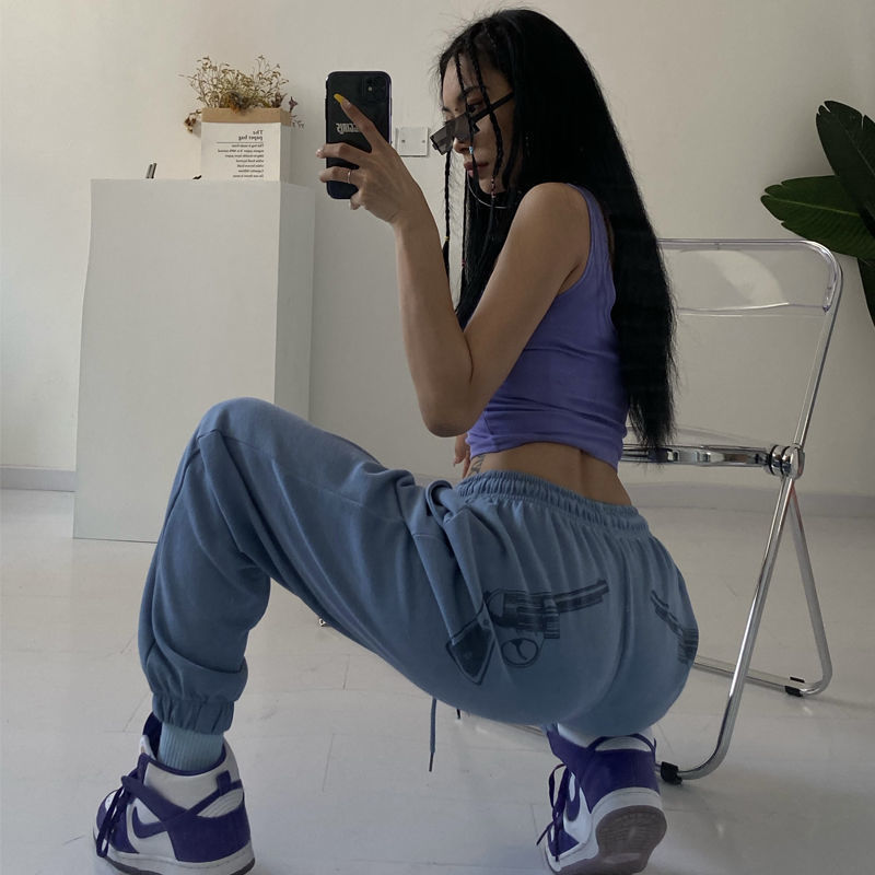 S-XL Women Casual Pistol Printed Jogger Pants