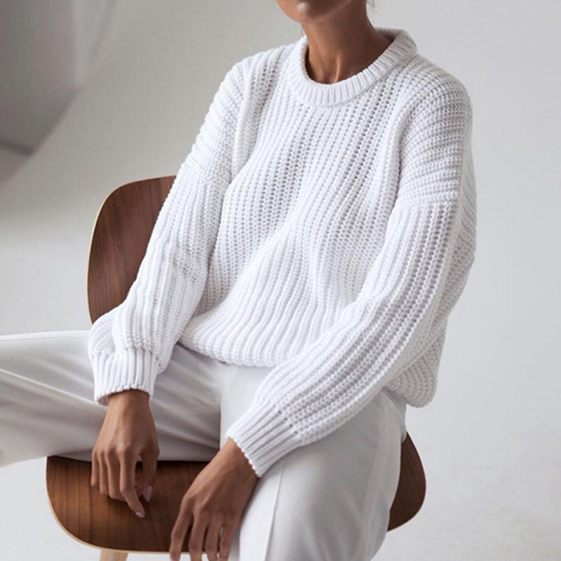 S-XL Women Casual Solid Color Loose Knitwear