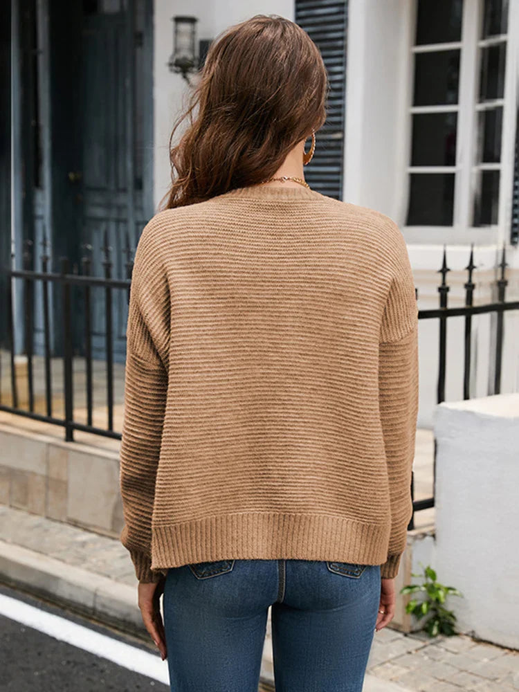 2025 Casual Short Cardigan Fall Single Breasted Knit Stripe Loose Jacket Fashion Sweater