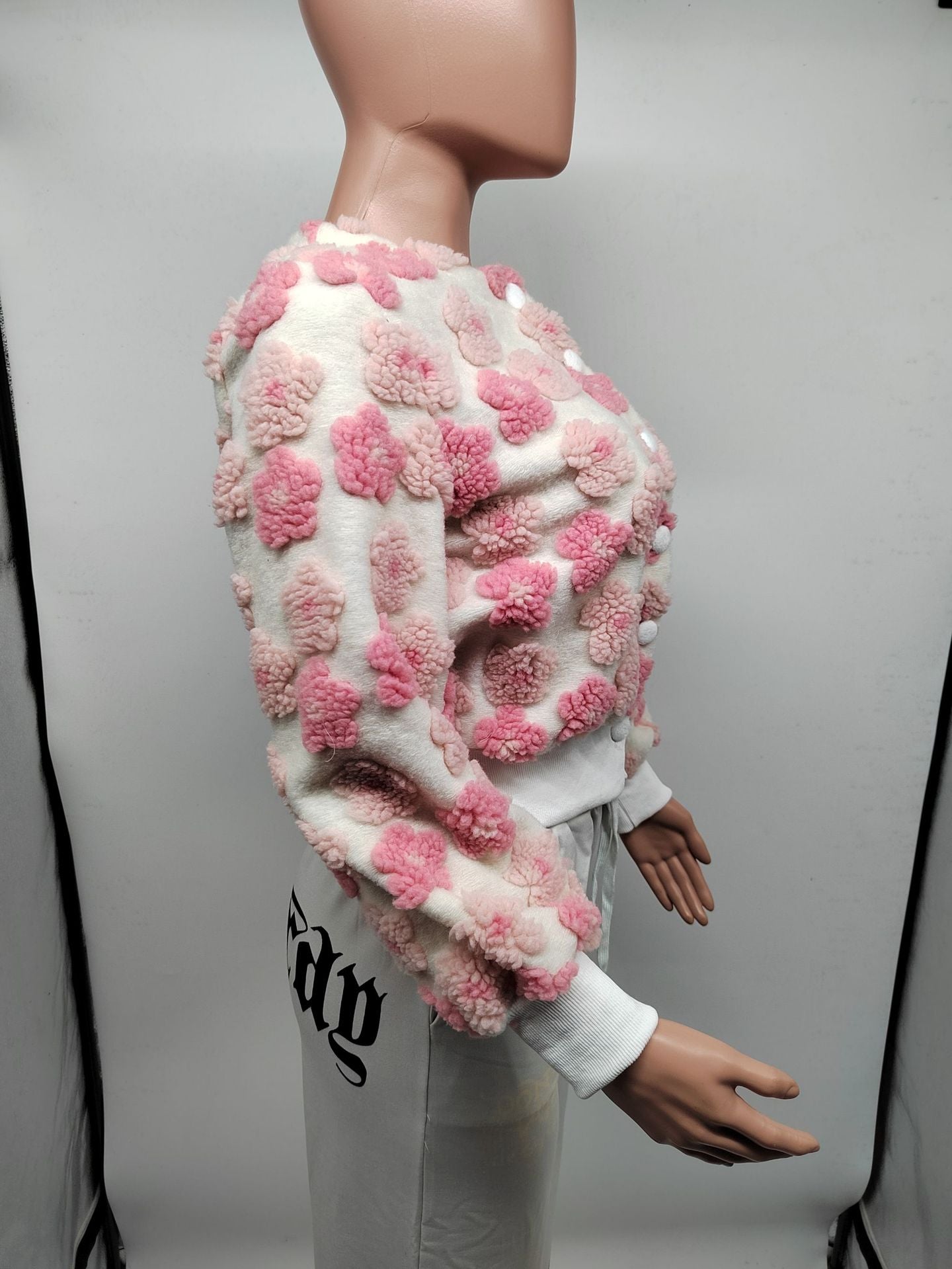 Chaqueta informal de manga larga con botones y diseño floral para mujer
