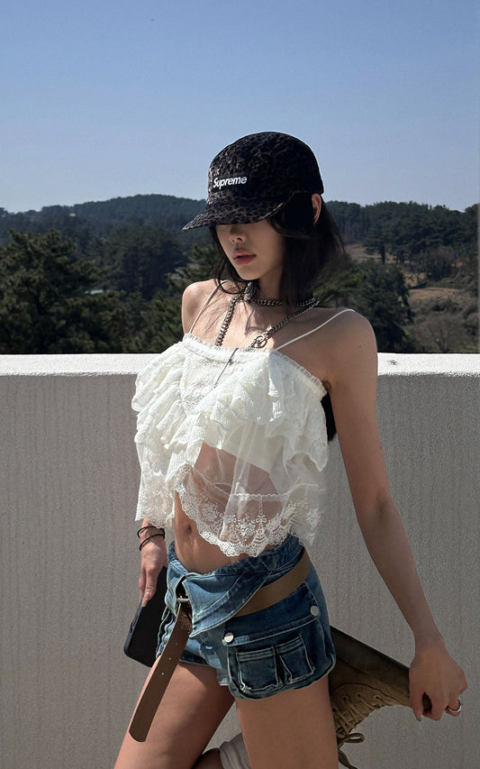 Layered Lace Mesh Cami Top