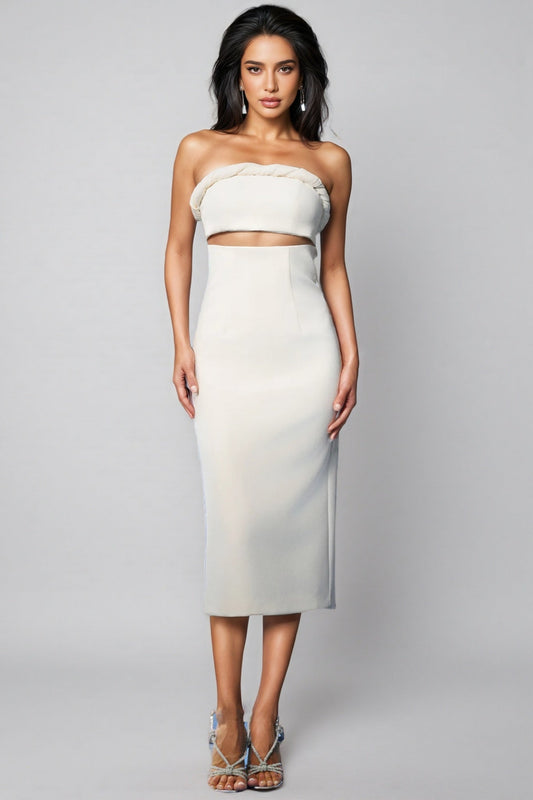 Quinety Strapless Hollow Midi Dress