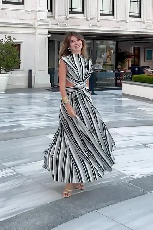 Black-and-White Stripe Tulle Dress