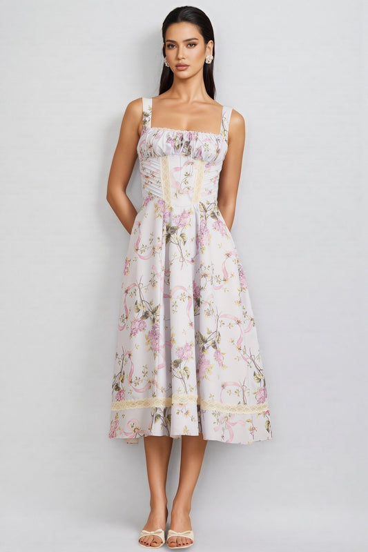 Zarlt Lace Up Backless Midi Dress