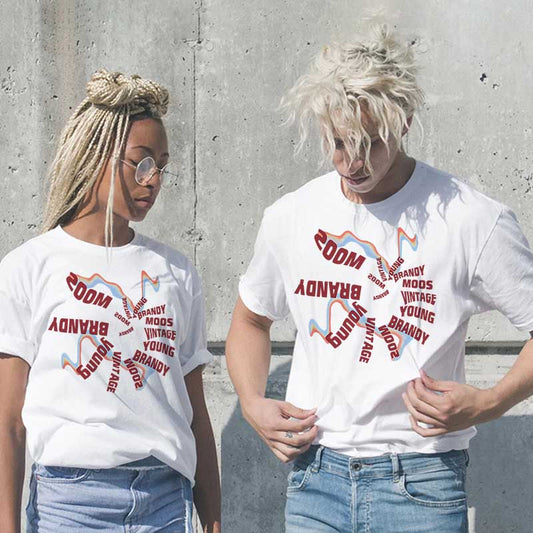 Camiseta informal de algodón con estampado de letras para hombre y mujer, talla grande, manga corta y cuello redondo
