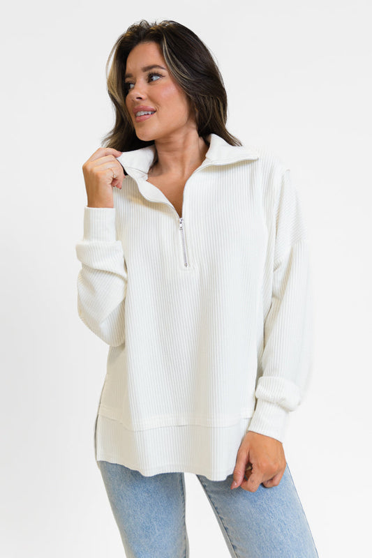 Jersey de punto extragrande con media cremallera para mujer | Ideal para otoño/invierno