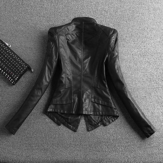 Versatile Stand Collar Slim Moto Short Jacket