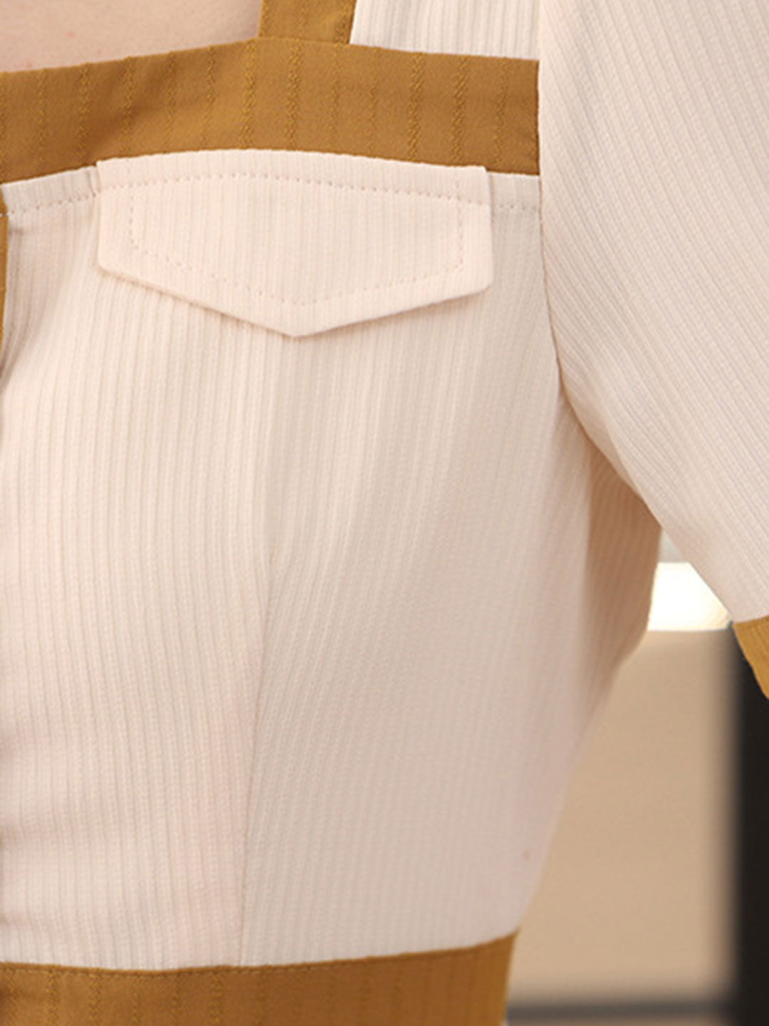 Madelyn Elegant Square Neck Color Block Dress-Green