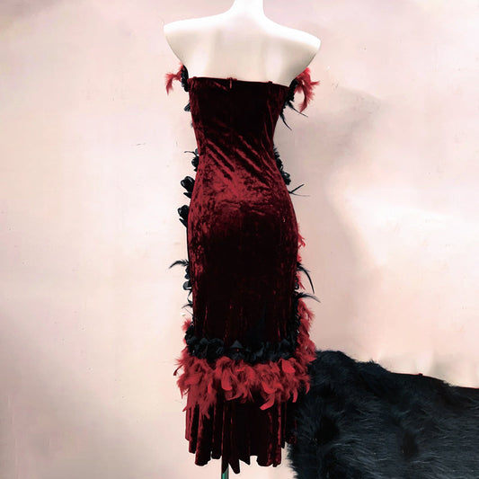 Long flared sleeve flower applique 2 piece midi dress | Festival Outfits Women