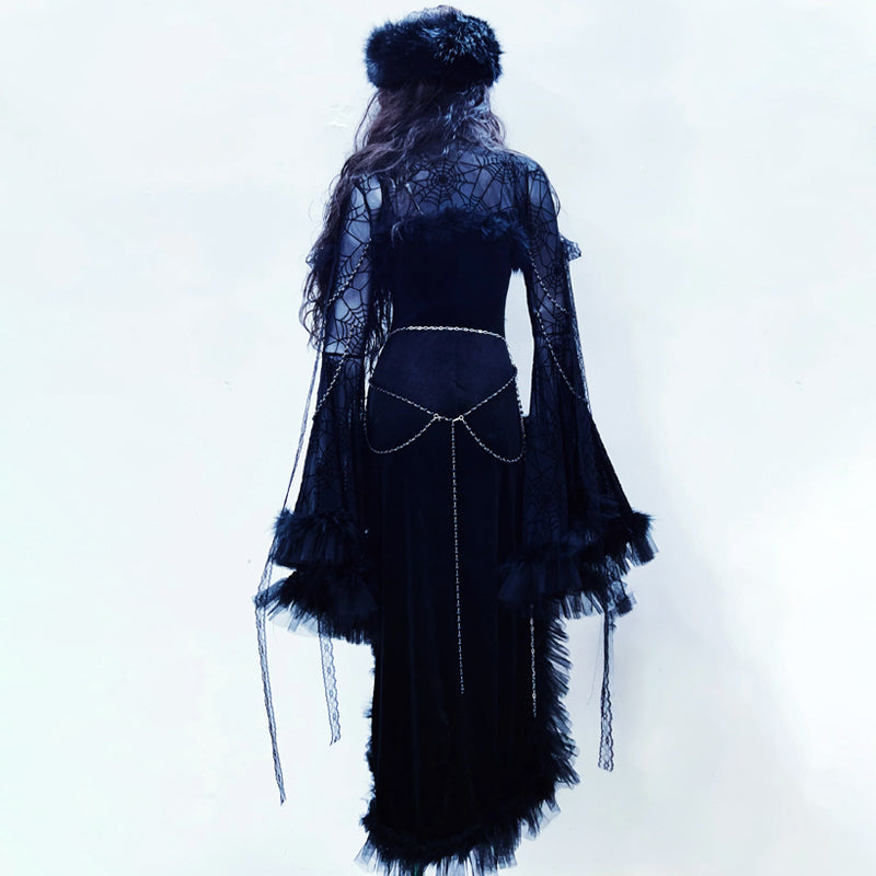 Beaded spider applique long sleeve maxi dress | Festival Outfits Women